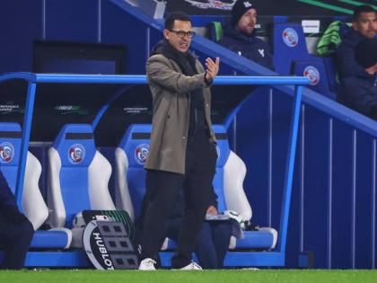 Strasbourg’s head coach, Liam Rosenior, gestures from the touchline during a Europa Conference League opening phase football match against Crystal Palace in Strasbourg, France on November 27, 2025. 