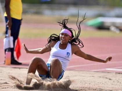 Former Mount Alvernia High School athlete Aaliyah Foster competing in the long jump at the Western Relays on Saturday, February 11, 2023 at GC Foster College.