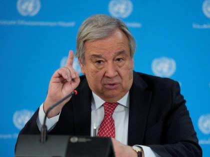 UN secretary General Antonio Guterres addresses the media during a visit to the UN office in the capital Nairobi, Kenya Wednesday, May 3, 2023. (AP Photo/Khalil Senosi, File)