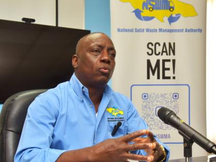 National Solid Waste Management Authority (NSWMA) Executive Director, Audley Gordon, speaking at a press briefing held at the agency’s head office in St Andrew on January 12.
