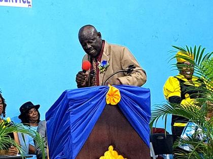 Reverend Derrick Ashmeade makes remarks at the appreciation service held at Foursquare Gospel Church in Annotto Bay, St Mary.