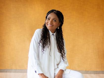 Gospel singer Dr Carlene Davis in a relaxed mood.