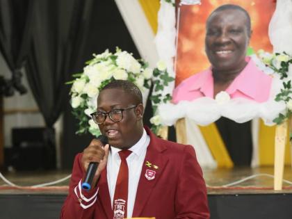 Javier Johnson, head boy of Glenmuir High, speaking at the service. 