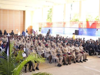 Graduates of the Jamaica Constabulary Force’s Officer and Inspector Development Programme during the graduation ceremony at the National Police College of Jamaica in Twickenham Park, St Catherine, on January 23, 2026. Some 150 officers transitioned into 