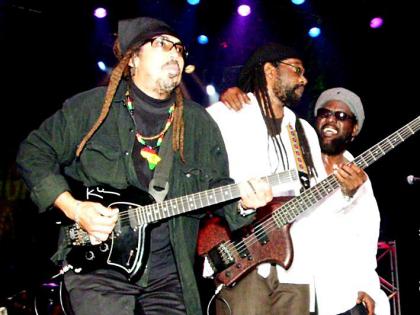 Original Third World members, Stephen ‘Cat’ Coore (left), Richard Daley (centre) and William ‘Bunny Rugs’ Clarke, in performance.