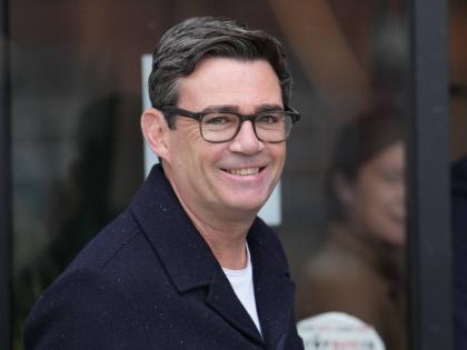 FILE - Andy Burnham the Mayor of Manchester arrives a fringe meeting during the annual Labour Party conference in Liverpool, England on September 29, 2025.