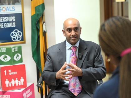 Dr Kishan Khoday, UNDP resident representative for The Bahamas, Belize, Bermuda, Cayman Islands, Jamaica, Turks & Caicos, speaking in an interview with The Gleaner’s Sashana Small last Friday.