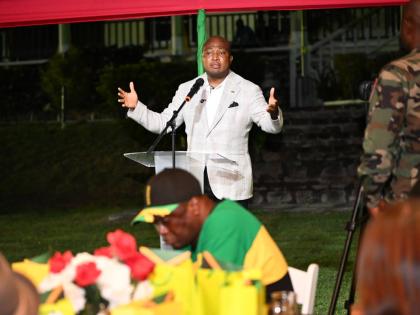 Minister of Foreign Affairs of the Republic of Ghana, Samuel Okudzeto Ablakwa, gives remarks during a welcome reception and tour at the Seville Great House in St Ann.