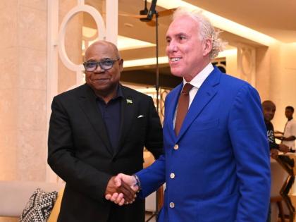 Edmund Bartlett, minister of tourism (left) and Enrico Pezzoli, managing director of The Princess Resorts during the reopening of Princess Hotels & Resorts in Hanover on February 1, 2026.