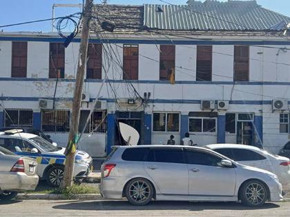 Top left: The roof of the Savanna-la-Mar Police Station in Westmoreland damaged by Hurricane Melissa.
