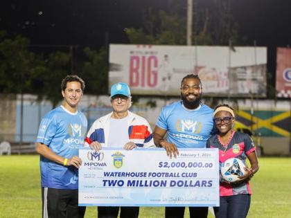 MPowa formalises its $2 million sponsorship of Waterhouse Football Club during a cheque handover at the Waterhouse Stadium in Drewsland, Kingston, on February 1, 2025, underscoring continued corporate investment in Jamaican football and community developme