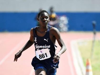 Mickoloy Saunders of Jamaica College in the boys’ Class 3 800m at the 2026 Camperdown Classics, at Ashenheim Stadium, Jamaica College, on Saturday.