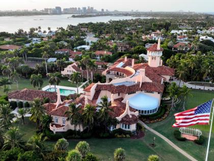This is an aerial view of President Donald Trump's Mar-a-Lago estate, August 10, 2022, in Palm Beach, Fla. (AP Photo/Steve Helber, File)
