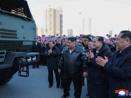 In this photo provided by the North Korean government, its leader Kim Jong Un attends a military ceremony in Pyongyang, North Korea, Wednesday, February 18, 2026. Independent journalists were not given access to cover the event depicted in this image distr
