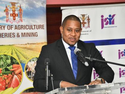 Minister of Agriculture, Fisheries and Mining, Floyd Green, brings remarks at the official Contract Signing Ceremony for the Greenhouse Clusters and Cooperative Infrastructure Upgrade Project held on February 24 at the Ministry’s Hope Gardens headquarter