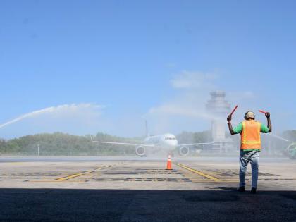 Aircraft marshaller at Sangster International Airport in Montego Bay, St James, on Friday, February 24. 
