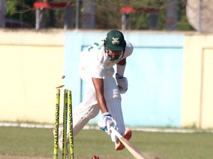 Jamaica Scorpions batsman Abhijai Mansingh was found short of his ground following a brilliant direct hit run out by Jonathan Drakes from the Barbados Pride during their West Indies Championship cricket match at Chedwin Park yesterday.