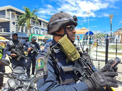 Deputy Superintendent of Police Linroy Edwards, the operations officer for the St James Police Division, addresses journalists during a press conference held in Sam Sharpe Square in Montego Bay on Friday.