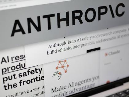 Pages from the Anthropic website and the company’s logo are displayed on a computer screen in New York, USA, on February 26, 2026. 