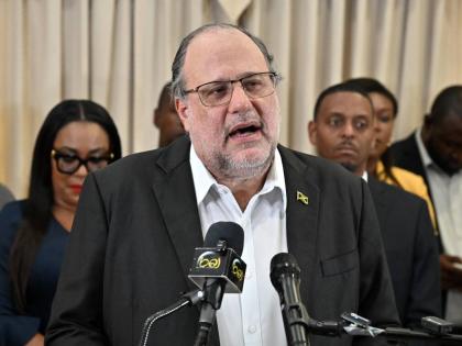 Rudolph Brown/Photographer 
Mark Golding, opposition leader, speaks at the PNP Press Conference.