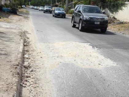 A section of the roadway along Wellington Drive near Mona, St Andrew. 