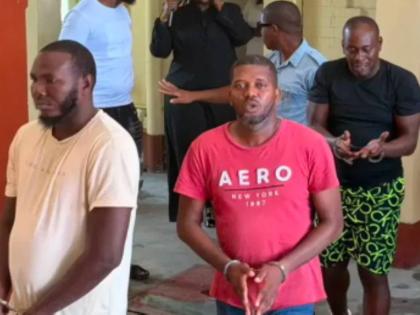 The three men charged with 73 counts of murder as a result of the MV Barima tragedy. The vessel sank on July 18, roughly 7 miles off the coast of Guyana, resulting in the death of 72 people and more than 30 others missing and presumed dead. – CMC photo 