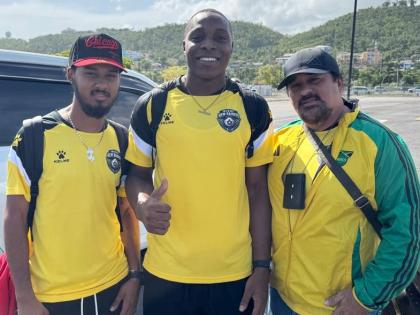 McKay New Raiders’ centre back, Richard Brown (centre) departed the island yesterday, accompanied by club executive Tye McKay (left) and owner Jason McKay, to start a 15-day trial at newly promoted North Macedonian First League team FK Skopje. 