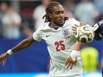 
England’s Djed Spence plays during the World Cup semi-final football match against Argentina in Atlanta on Wednesday, July 15.