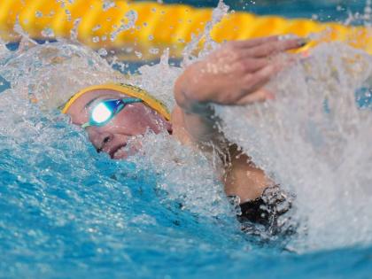 
Lani Pallister, of Australia, competes in the women’s 400-metre freestyle final at the Pan Pacific Swimming Championships in Irvine, California, on Friday.
