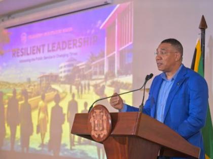 Prime Minister Dr Andrew Holness addressing the Permanent Secretaries' Board Retreat, which was held at the Sandals Ochi Beach Resort in St Ann on Friday, August 14, 2026. 
