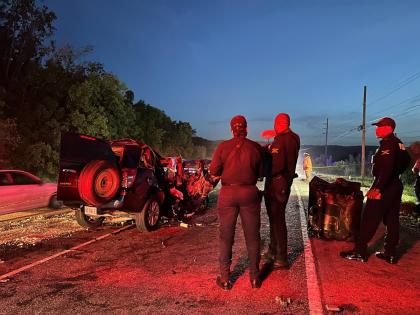 One person has died and another has been hospitalised following a two-vehicle crash along Braco Road in Trelawny on Monday evening. - Ashley Anguin photo