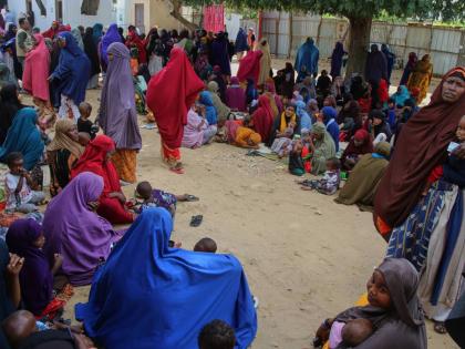 Somali women displaced by drought sit at Feynuus Nutrition Centre on the outskirts of the capital, Mogadishu, Somalia, on Wednesday. - AP photo