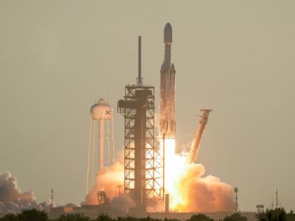 A SpaceX Falcon Heavy rocket with the space observatory Roman Telescope lifts off from launch complex 39A at the Kennedy Space Center in Cape Canaveral, Florida.
