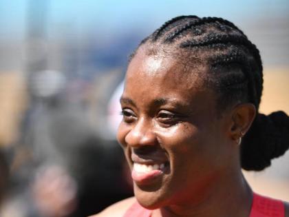 Sprint hurdler Danielle Williams smiling after winning the women’s 100m at the Grand Slam Track meet at the National Stadium in St Andrew on April 6.