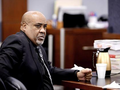 Duane ‘Keffe D’ Davis sits at the defence table during a break in closing arguments during his murder trial, related to the 1996 killing of rapper Tupac Shakur, in Clark County District Court at the Regional Justice Center in Las Vegas last Monday.