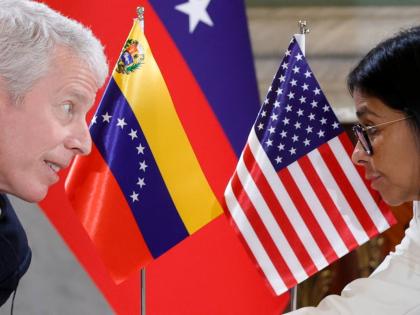 US Energy Secretary Chris Wright meets with Venezuelan acting President Delcy Rodriguez at Miraflores presidential palace in Caracas, Venezuela, Wednesday.