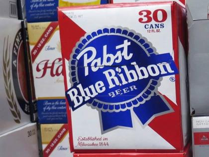 AP Cases of Pabst Blue Ribbon beer stacked in a liquor store in November 2018, in Milwaukee, USA. 