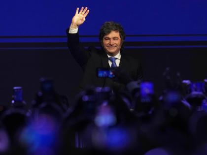 Argentina President Javier Milei arrives to speak at the Madrid Forum in Santiago, Chile last Thursday.