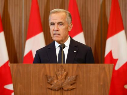 Prime Minister Mark Carney speaks about Canada's response to new U.S. tariffs during a news conference on Parliament Hill in Ottawa on Saturday, Aug. 22, 2026. (Patrick Doyle/The Canadian Press via AP)
