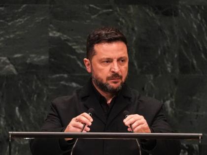 Ukraine’s President Volodymyr Zelenskyy speaks during the 81st session of the United Nations General Assembly at United Nations headquarters.