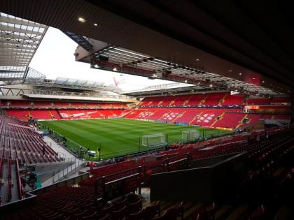 A general view of the Anfield stadium ahead of the Champions League, round of 16, first leg football match between Liverpool and Real Madrid in Liverpool, England on February 21, 2023. 