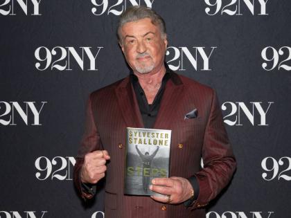 Actor Sylvester Stallone poses backstage before discussing his memoir ‘The Steps’ at The 92nd Street Y on Monday in New York.