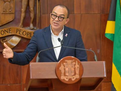 Minister of Health and Wellness, Dr Christopher Tufton, speaking at a post-Cabinet press briefing at Jamaica House on October 7.