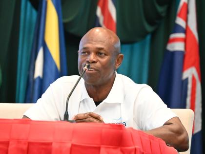 Anguilla’s Minister of Tourism, Cardigan Connor addressing the media at the State of the Tourism Conference (SOTIC2026) in Georgetown, Guyana on Friday. 