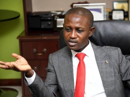 Kirk Benjamin, commissioner of customs at the Jamaica Customs Agency, speaks with The Sunday Gleaner during an interview at his office in Kingston last Monday. 