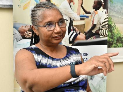 Professor Jennifer Knight Madden speaks with The Sunday Gleaner on issues related to sickle cell at the Sickle Cell Unit on the Mona campus of The University of the West Indies in St Andrew recently. 