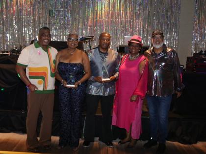 Jamaica’s Honorary Consul to Atlanta, Dr Elaine Bryan (second right), shares a light moment with, from left, Dr Joseph Dove; Dr Yvonne Smith Blake, CEO of the Montego Bay-Atlanta Cities Committee; Dr Christopher Parker, research associate professor and d