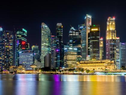 Skyline of the Central Business District of Singapore.