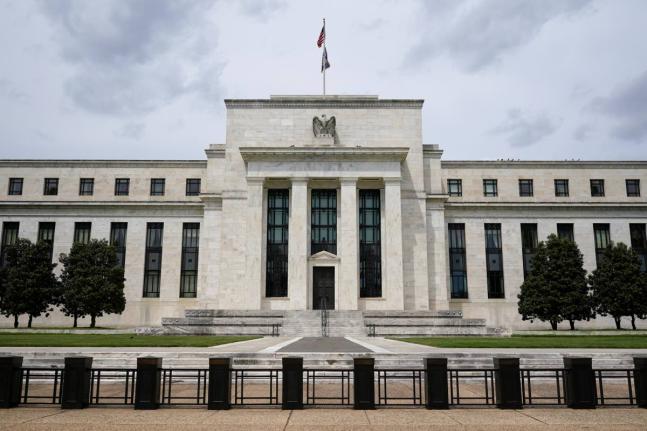 The Federal Reserve building seen on May 4, 2021 in Washington, USA. 