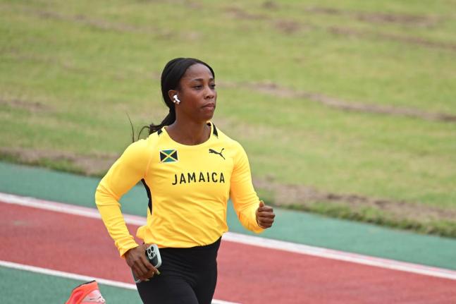 Shelly-Ann Fraser-Pryce in action at a training session at the Athletic Stadium in Shinagawa, Tokyo, Japan, yesterday.